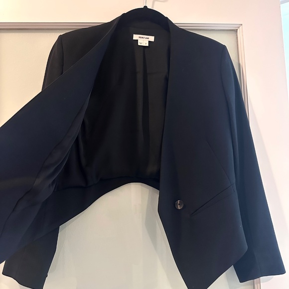 Helmut Lang Crop Wool Blend Tuxedo Blazer Size 2 - Picture 5 of 8